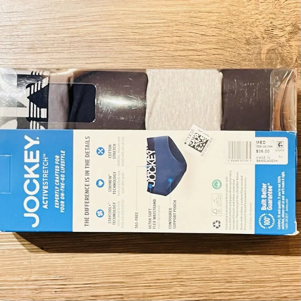 Jockey ActiveStretch 4-Pack Men’s Briefs Size M 32-34 New Sealed Cotton Stretch